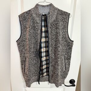 NWOT Men’s woven zip-up sweater vest with fleece lining, brown / fits like XXL